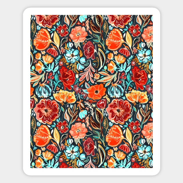 Vivid Messy Painted Floral Pattern Magnet by micklyn